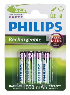 Philips R03B4RTU10/10 - 4 szt. Bateria ładowalna AAA MULTILIFE NiMH/1,2V/1000 mAh - Baterie i akcesoria - miniaturka - grafika 1