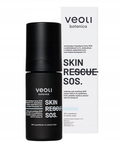 VEOLI BOTANICA_Skin Rescue SOS wyciszająco-łagodzący krem SOS z prebiotykami 0,1% oraz ekstraktem z Centella Asiatica 0,2% oraz olejem konopnym 5% 30ml