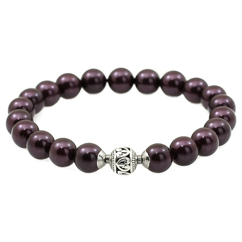 Bransoletka muszla seashell śliwkowa elastyczna / JG. Projekt