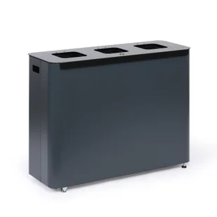 Kosz na śmieci do segregacji, 3 x 60 l, lakierowany szary - Kosze na śmieci - miniaturka - grafika 1