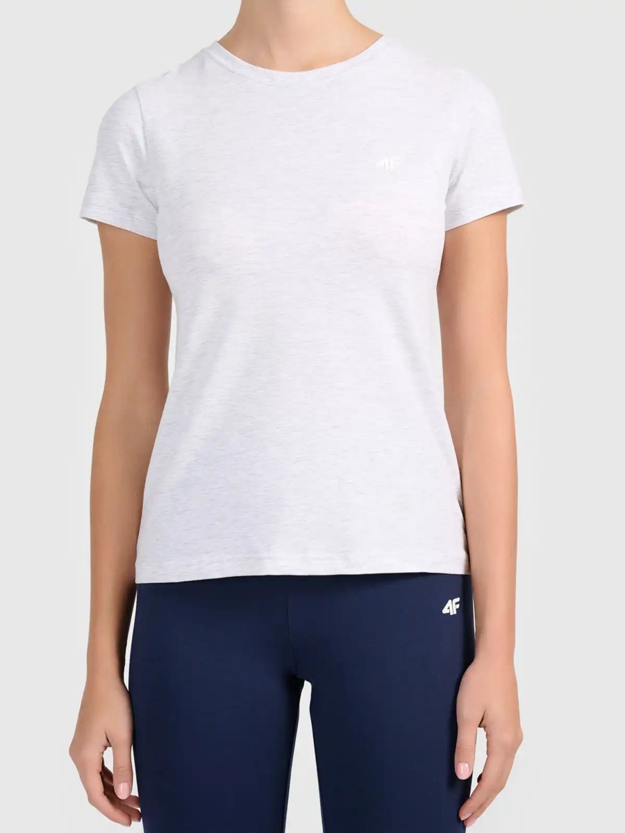 T-shirt slim z kolekcji basic damski 4F 4FWMM00TTSHF3306-27M Szary S