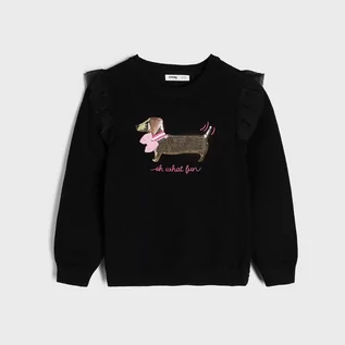 Swetry dla dziewczynek - Sinsay - Sweter z cekinami - Czarny - grafika 1