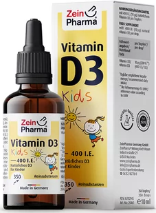 Zein Pharma - Witamina D3 dla Dzieci, 400IU, Płyn, 10 ml - Witaminy i minerały - miniaturka - grafika 1