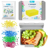 Lunch boxy - Wessper Lunchbox Kids, Kreatywne pudełko śniadaniowe dla dzieci z klockami Szare spersonalizowane pudełko na lunch 165X118X65Mm, bez Bpa Pudełko na chleb dla dzieci idealne do szkoły, przedszkola lub czasu wolnego - miniaturka - grafika 1