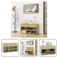 Szafki na buty - The Living Store Ławka na buty dąb sonoma 80x30x45 cm Materiał drewnopochodny - miniaturka - grafika 1