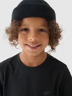 Koszulki dla chłopców - 4F T-shirt gładki chłopięcy - czarny 152 (11-12 lat) - miniaturka - grafika 1