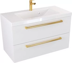 Szafka z Umywalką ATHOS 80 cm MAT - Uchwyt Złoty - Szafki łazienkowe - miniaturka - grafika 1