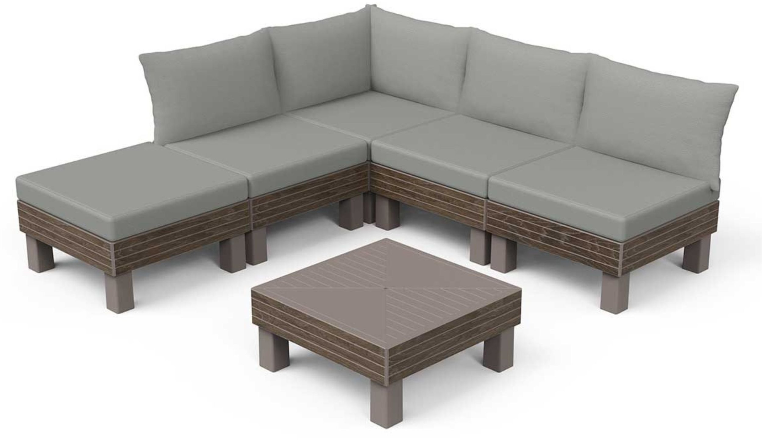 Keter Komplet mebli ogrodowych modułowy Elements 5w1 Signature dla 5 osób Walnut