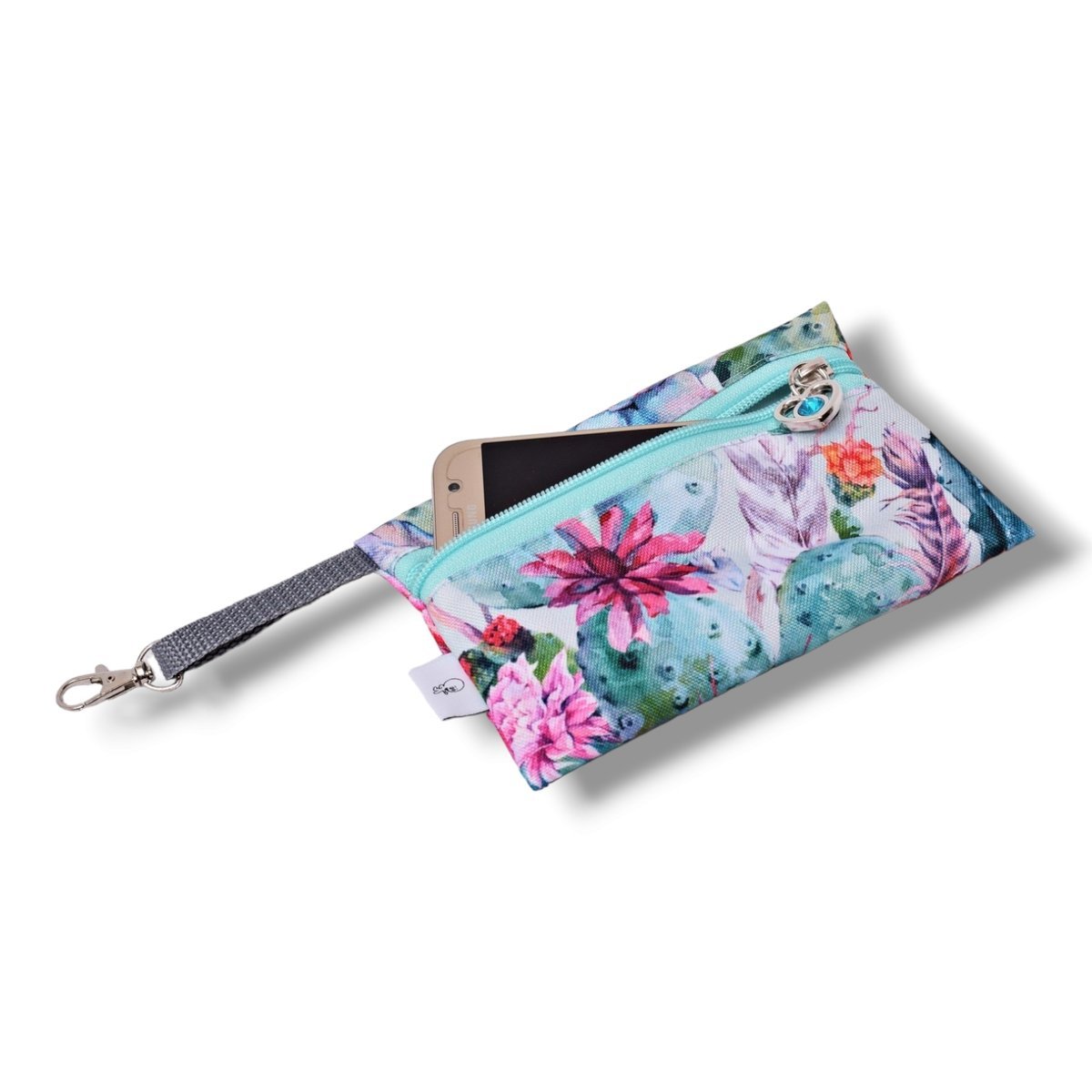 Etui na klucze etui na telefon saszetka portfelik kwiaty kaktusy