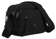 Torebki damskie - Czarna listonoszka damska z tkaniny PETERSON mała dwukomorowa lekka pojemna funkcjonalna - miniaturka - grafika 1