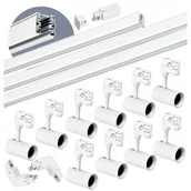 Lampy sufitowe - Zestaw szynowy 3 fazowy szyna 1m+2m+2m, 10x Lampa, łącznik L Biały komplet - miniaturka - grafika 1