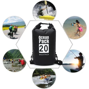 Worek wodoszczelny wodoodporny 20L Pokrowiec Torba na kajak żagle PVC do sportu Czarny - Etui i futerały do telefonów - miniaturka - grafika 6