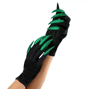 Widmann 46311 - rękawiczki z zielonymi błyszczącymi paznokciami, akcesoria, karnawał, Halloween, impreza tematyczna - Rękawiczki - miniaturka - grafika 1