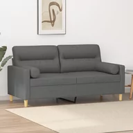 Sofy i kanapy - vidaXL 2-osobowa sofa z poduszkami, ciemnoszara, 140 cm, tkanina - miniaturka - grafika 1