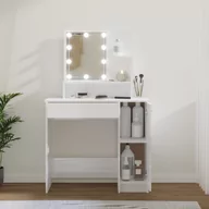 Toaletki - Lumarko Toaletka z oświetleniem LED, biała z połyskiem, 86,5x35x136 cm - miniaturka - grafika 1