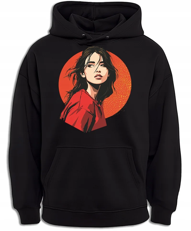 BLUZA Z KAPTUREM KOBIETA DZIEWCZYNA BRUNETKA