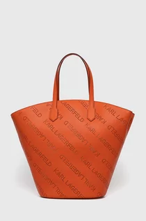 Torebki damskie - KARL Lagerfeld Lagerfeld torebka skórzana kolor pomarańczowy - grafika 1