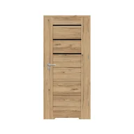 Drzwi wewnętrzne - Skrzydło drzwiowe łazienkowe z podcięciem wentylacyjnym Minos Black dąb catania czarna szyba 60 prawe Nawadoor - miniaturka - grafika 1