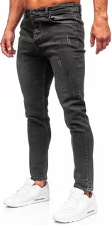 Spodnie męskie - Czarne spodnie jeansowe męskie regular fit Denley 6062 - grafika 1