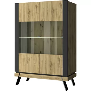 Kredens 2W Street Mebel Bos Dąb Navarra, Czarny - Kredensy - miniaturka - grafika 1