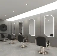 Meble fryzjerskie - Konsola konsoleta barberska fryzjerska lustro fryzjerskie LED rama aluminiowa 170x70 PRO - miniaturka - grafika 1