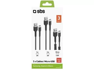 SBS Zestaw kabli SBS 3x USB-A microUSB Czarny - Kable - miniaturka - grafika 1