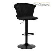 Taborety i hokery - 4Rico Hoker barowy QS-B801 aksamit czarny - miniaturka - grafika 1