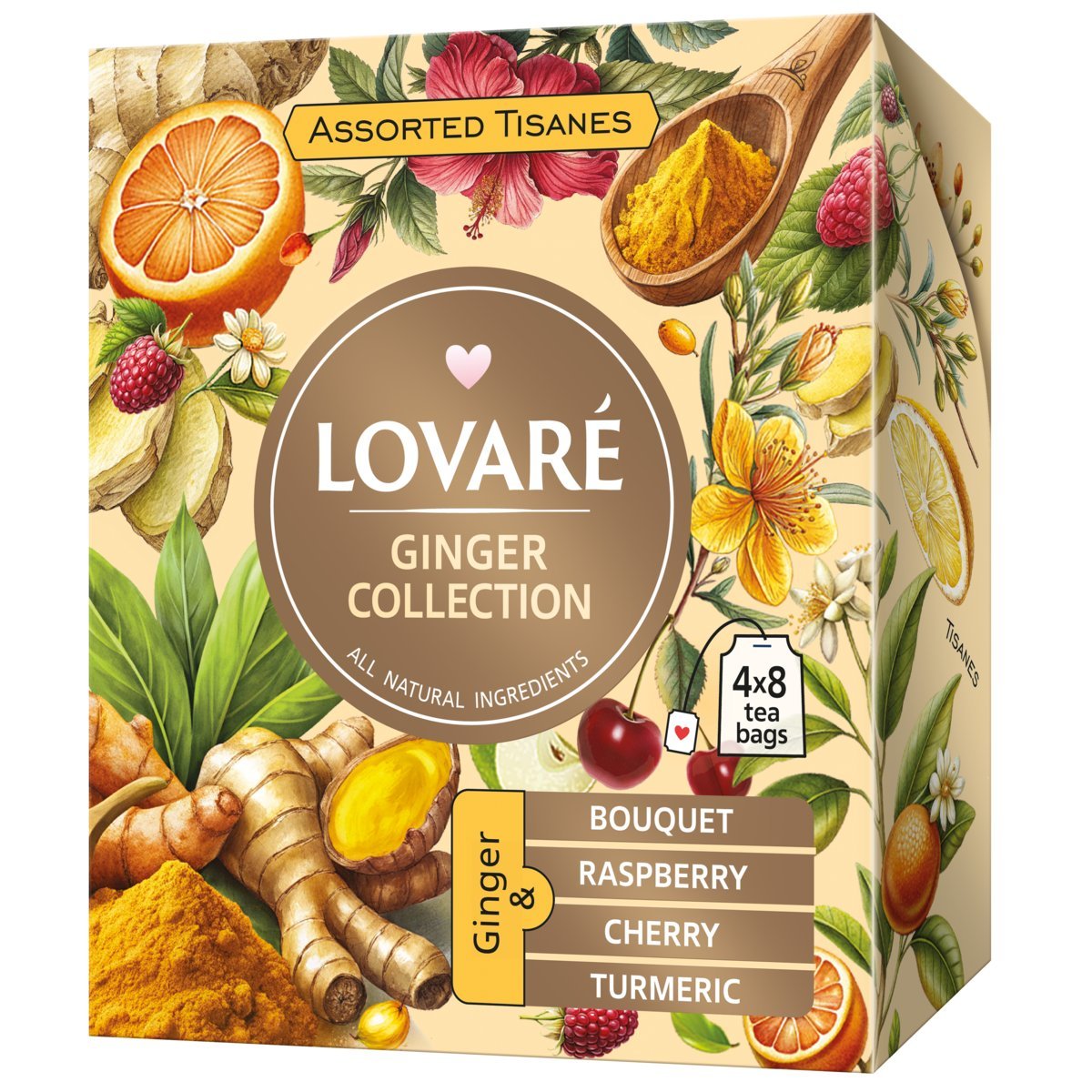 Zestaw herbat Assorted herbal tea GINGER, Lovare, 4 rodzaje po 8 szt.