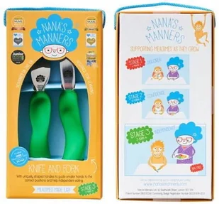 Nanas Manners ETAP 3 GREEN Sztućce nóż widelec 3-9 lat - Sztućce dla dzieci - miniaturka - grafika 1