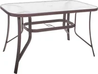 Stoły ogrodowe - Springos Stół ogrodowy prostokątny 120x70cm stolik na balkon metalowy i szkło hartowane brązowy UNIWERSALNY - miniaturka - grafika 1