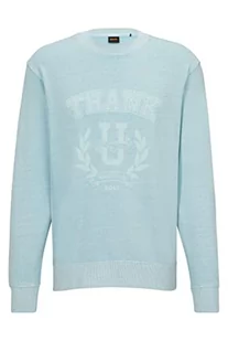 BOSS Weneoncrew Relaxed-Fit męska bluza z mieszanki bawełny z sezonową grafiką, Open Blue461, S - Bluzy męskie - miniaturka - grafika 1