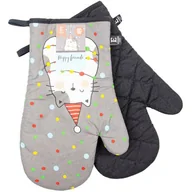Fartuchy i rękawice kuchenne - Rękawica kuchenne HAPPY FRIENDS 19 x 30 cm 2 sztuki szary/czarny - miniaturka - grafika 1