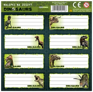 Derform, Naklejki Na Zeszyty, Dinozaur - Szkolne artykuły papiernicze - miniaturka - grafika 1