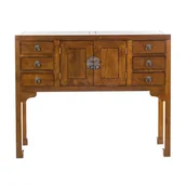 Konsole i sekretarzyki - Dekoria Dekoria Konsola Ibuku brown 120x38x95cm 120x38x95cm 006-417 - miniaturka - grafika 1