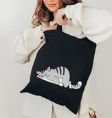 Torby i wózki na zakupy - Fajna torba bawełniana z kotem - miniaturka - grafika 1