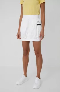 Spódnice - Armani Exchange Armani Exchange spódnica kolor biały mini prosta - grafika 1