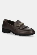 Mokasyny damskie - Tommy Hilfiger mokasyny skórzane TH CHAIN FRINGE LEATHER LOAFER damskie kolor brązowy na płaskim obcasie FW0FW08971 - miniaturka - grafika 1
