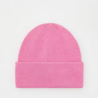 Czapki damskie - Reserved - Czapka typu beanie z wiskozą - Różowy - grafika 1