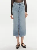 Spódnice - Tommy Hilfiger Spódnica jeansowa WW0WW42882 Niebieski Straight Fit - miniaturka - grafika 1