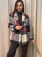 Płaszcze damskie - Wełniany płaszcz w kratę - miniaturka - grafika 1