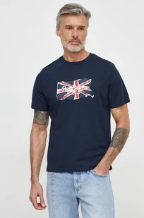 Pepe Jeans t-shirt bawełniany Clag męski kolor granatowy z nadrukiem - Koszulki męskie - miniaturka - grafika 1