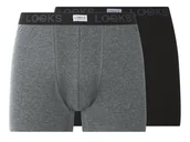 Majtki męskie - LOOKS by Wolfgang Joop Bokserki męskie z bawełną, 2 pary (Czarny/antracytowy, M) - miniaturka - grafika 1