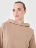 Bluzy damskie - 4F Bluza damska dresowa nierozpinana z kapturem 4FWSS25TSWSF1542-83S Brązowy Roz. S - miniaturka - grafika 1