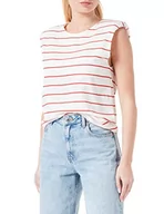 Koszulki i topy damskie - Sisley T-shirt damski, Czerwone i białe paski 901, S - miniaturka - grafika 1