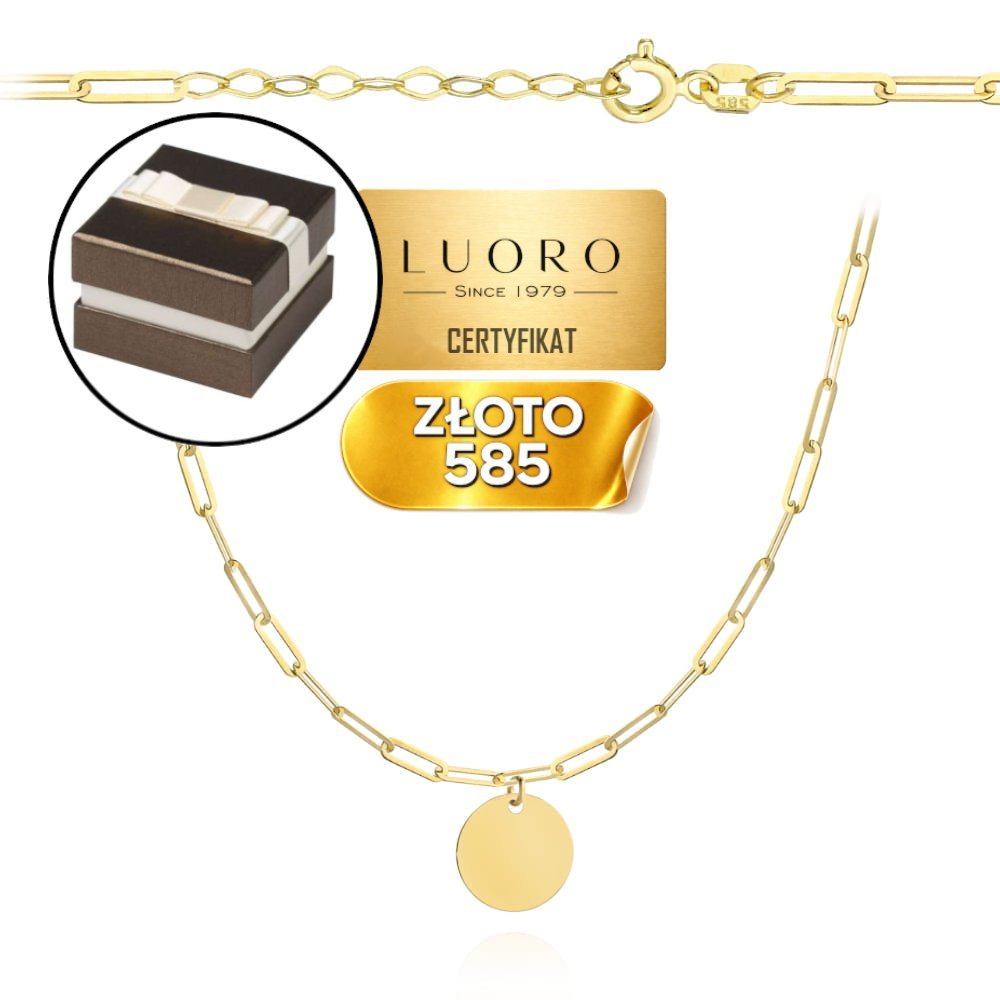 NASZYJNIK ZŁOTY 585 14K PEŁNE KOŁO OGNIA 39-43 CM Z PRZEDŁUŻKĄ ELEGANCKI