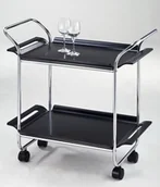 Wózki magazynowe - B2B Partner Wózek do serwowania, chrom/czarny 483036 - miniaturka - grafika 1