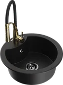 Zlewozmywaki z baterią - Mexen Diego zlewozmywak granitowy 1-komorowy z baterią kuchenną Aster, czarny - 6512-77-73450-57-B - miniaturka - grafika 1