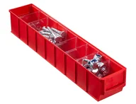 Pojemniki przemysłowe - Plastikowy pojemnik do regału ShelfBox typ C - 91 x 500 x 81 mm, 16 szt., czerwony - miniaturka - grafika 1