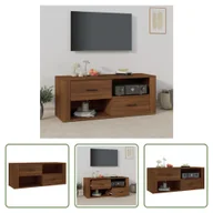 Szafki RTV - The Living Store szafka pod telewizor brązowa dąb 100x35x40 cm materiał drewnopochodny - miniaturka - grafika 1