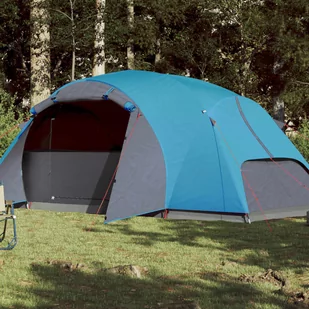 vidaXL Namiot kempingowy, 8-os., niebieski, 360x430x195 cm, tafta 190T - Namioty - miniaturka - grafika 1